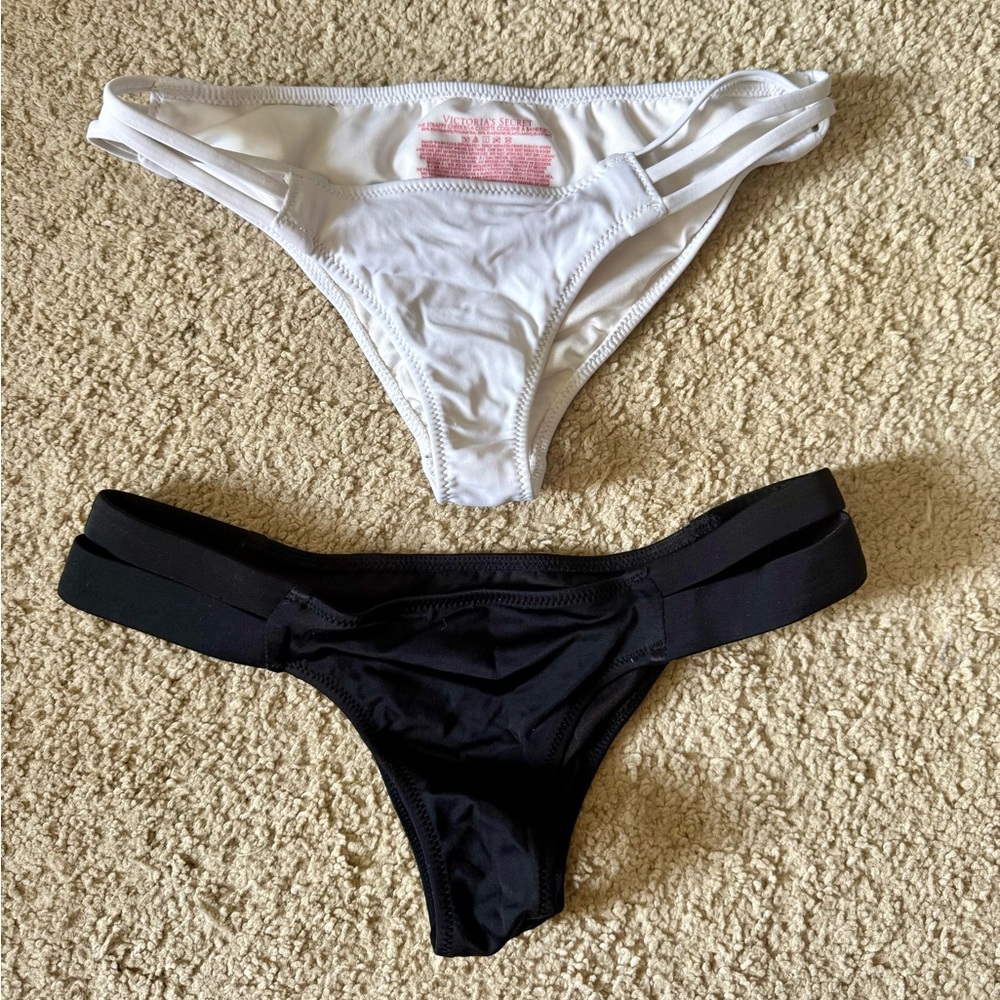 Black & White Strappy Bikini Bottoms